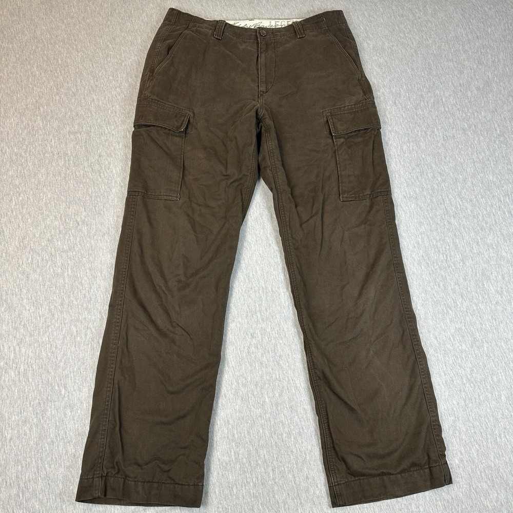Eddie Bauer Legend Wash Flannel Lined Brown Chino Pants Mens 34x34